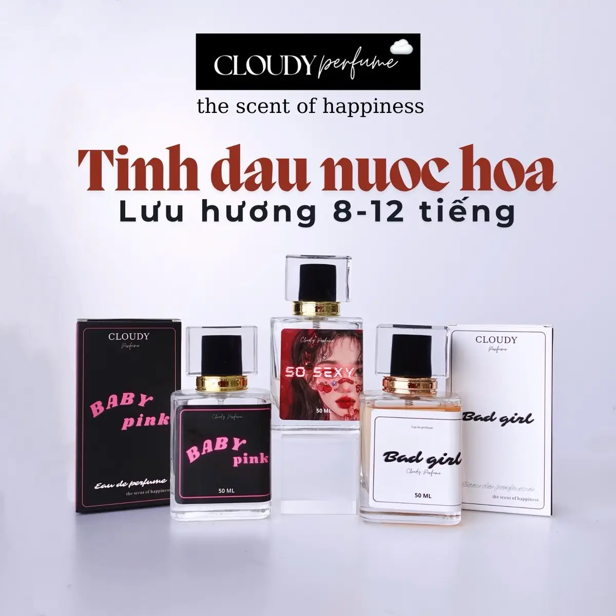[50ml+2ML]TINH DẦU NƯỚC HOA LƯU HƯƠNG 8-12 giờ Cloudy Perfume