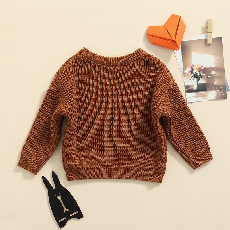 Product Introduction of Baby Solid Color O-neck Sweater Loose Fit Long Sleeve Knitted Pullover for Autumn Winter Casual Clothes 36