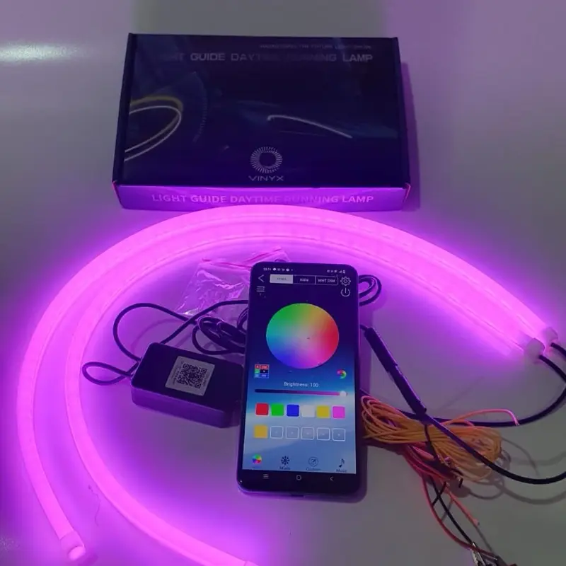 Lampu LED DRL Alis Flexibel WRGB APP 30 60 cm Welcome + RGB Matrix Mobil Motor Vinyx 30cm 60cm Selang Sein 6