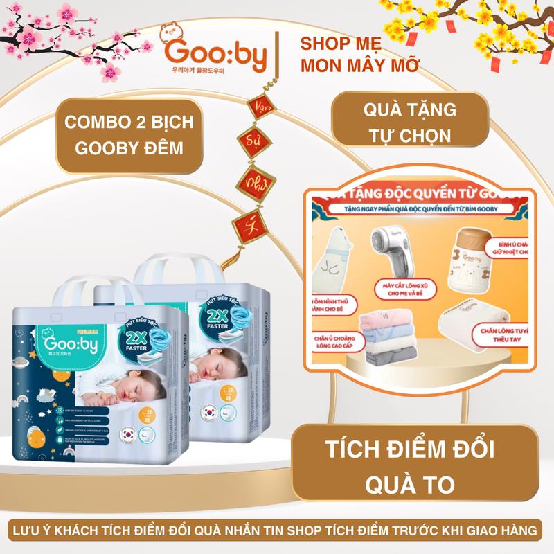  Kèm Quà tự chọn  Combo 2 bịch Tã bỉm quần dán Gooby ĐÊM mềm mại an toàn cho bé đủ size NB S M L XL XXL XXXL 