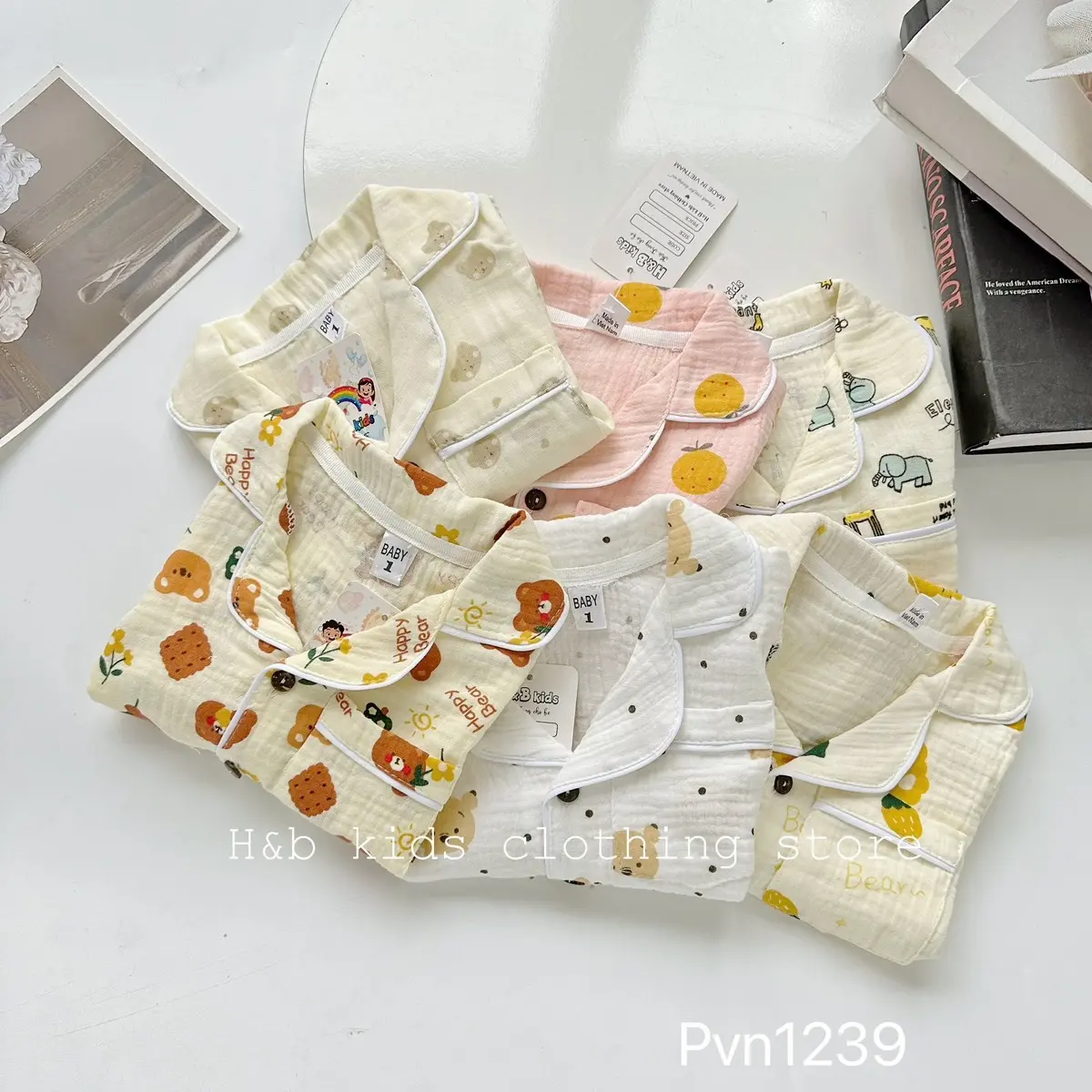 Bộ pijama xô muslin cho bé