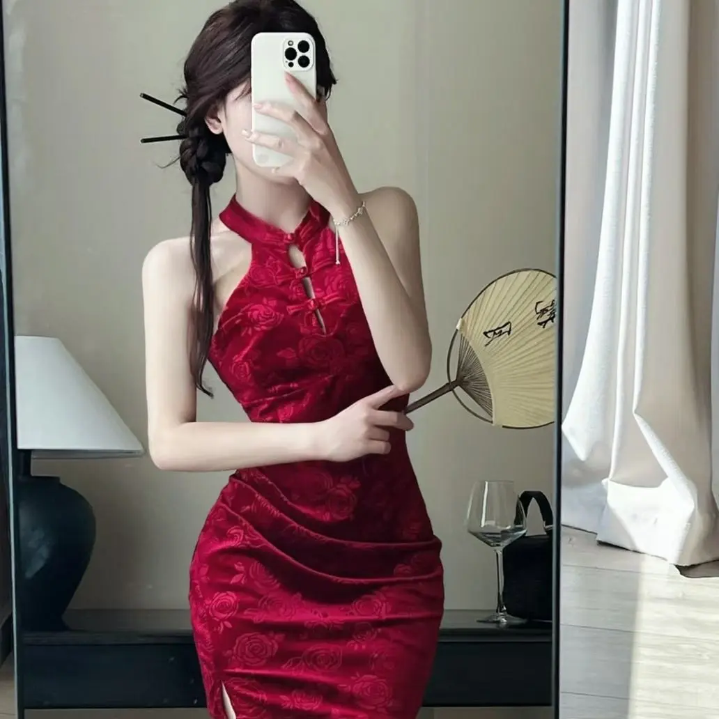 Váy Phong Cách Trung Quốc Mới, Bán Chạy Cho Mùa Thu Và Mùa Đông, Thiết Kế Không Dây Và Gợi Cảm, Cổ Chân Đế Có Khóa, Không Tay, Cải Tiến Sườn Xám, Thích Hợp Cho Các Bạn Trẻ