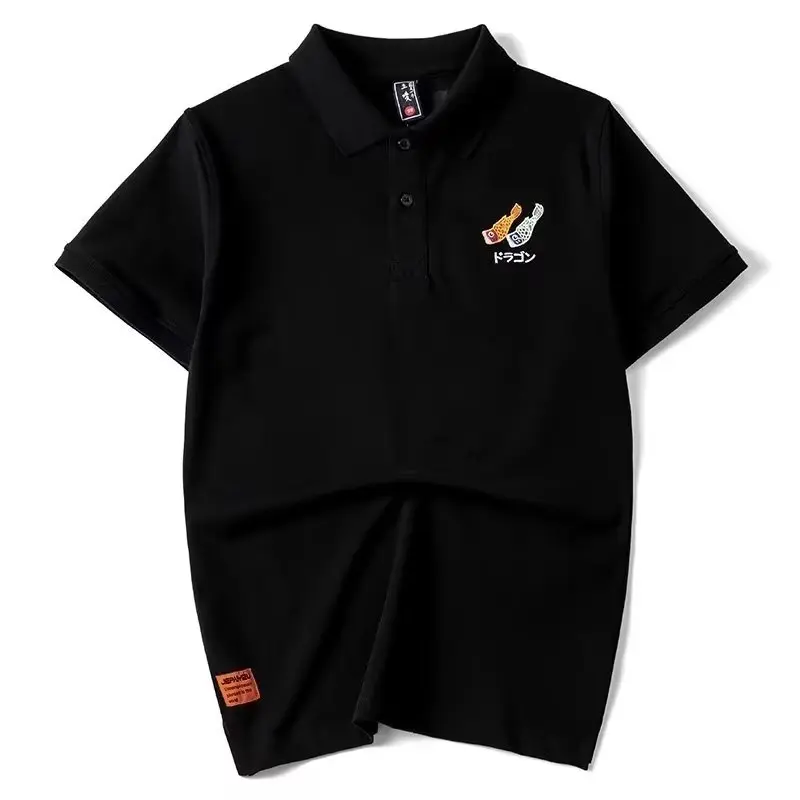Men's Short-Sleeved T-shirt Lapel Embroidery Men's Half Sleeve Wear Clothes plus Size T Business Polo Shirt
