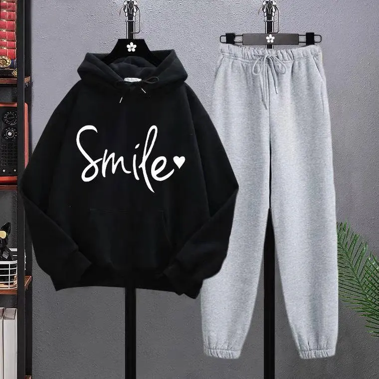 Sét áo hoodie Slime và quần bom chun, Áo nỉ from rộng, Chất đẹp không xù mặc ở nhà và mặc đi chơi 4