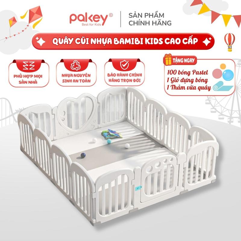 Quây Cũi Nhựa Bambi Kids TẶNG KÈM 100 BÓNG + THẢM, Quây Cũi Cho Em Bé Nhựa Nguyên Sinh Bền Chắn, Quây Nhà Bóng Đồ Chơi An Toàn Cho Bé