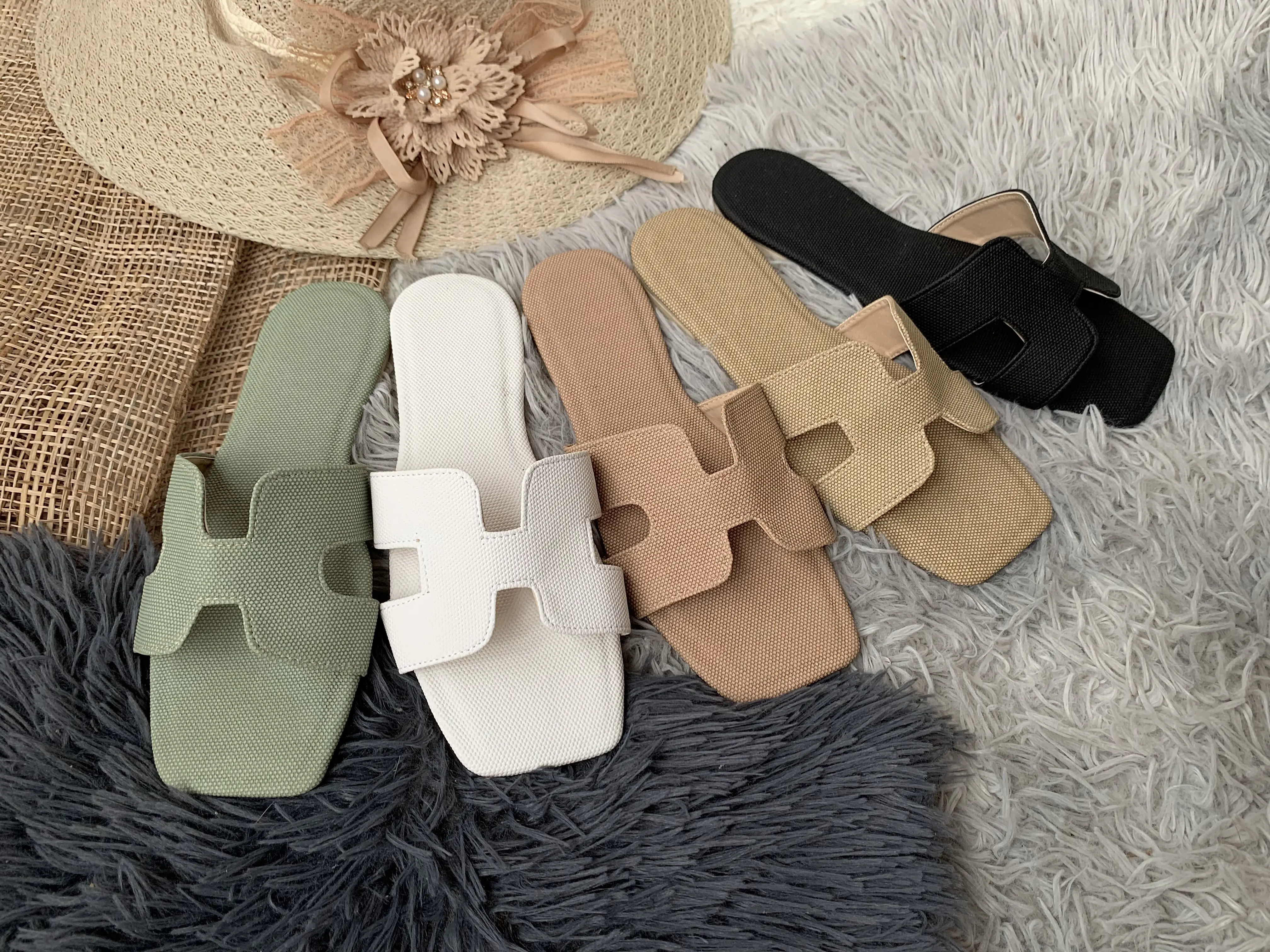 YUNA Summer Flat Slides/Slip on for Women