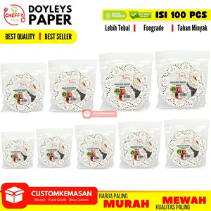 Cheffy Doyleys Paper Isi 100 Pcs / Doilies Paper / Doily Paper / Doyley paper / Alas Kue Renda / Alas Toples