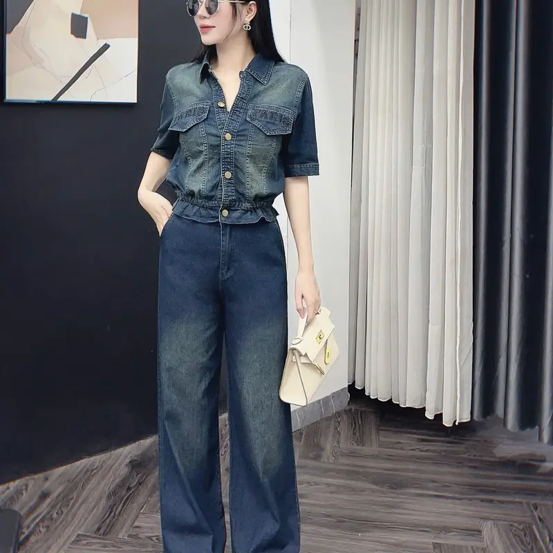 [M066]￼Bộ Bò Nữ bo chun ,Set đồ nữ ngắn tay quần dài suông phong cách trẻ trung năng động set thường 5