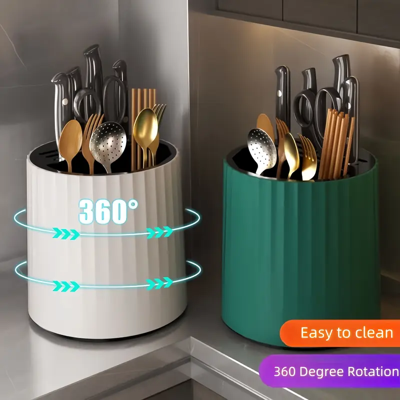 Kitchen Rotating Knives Holder 360 Chopsticks Cage Cutlery Rack ...