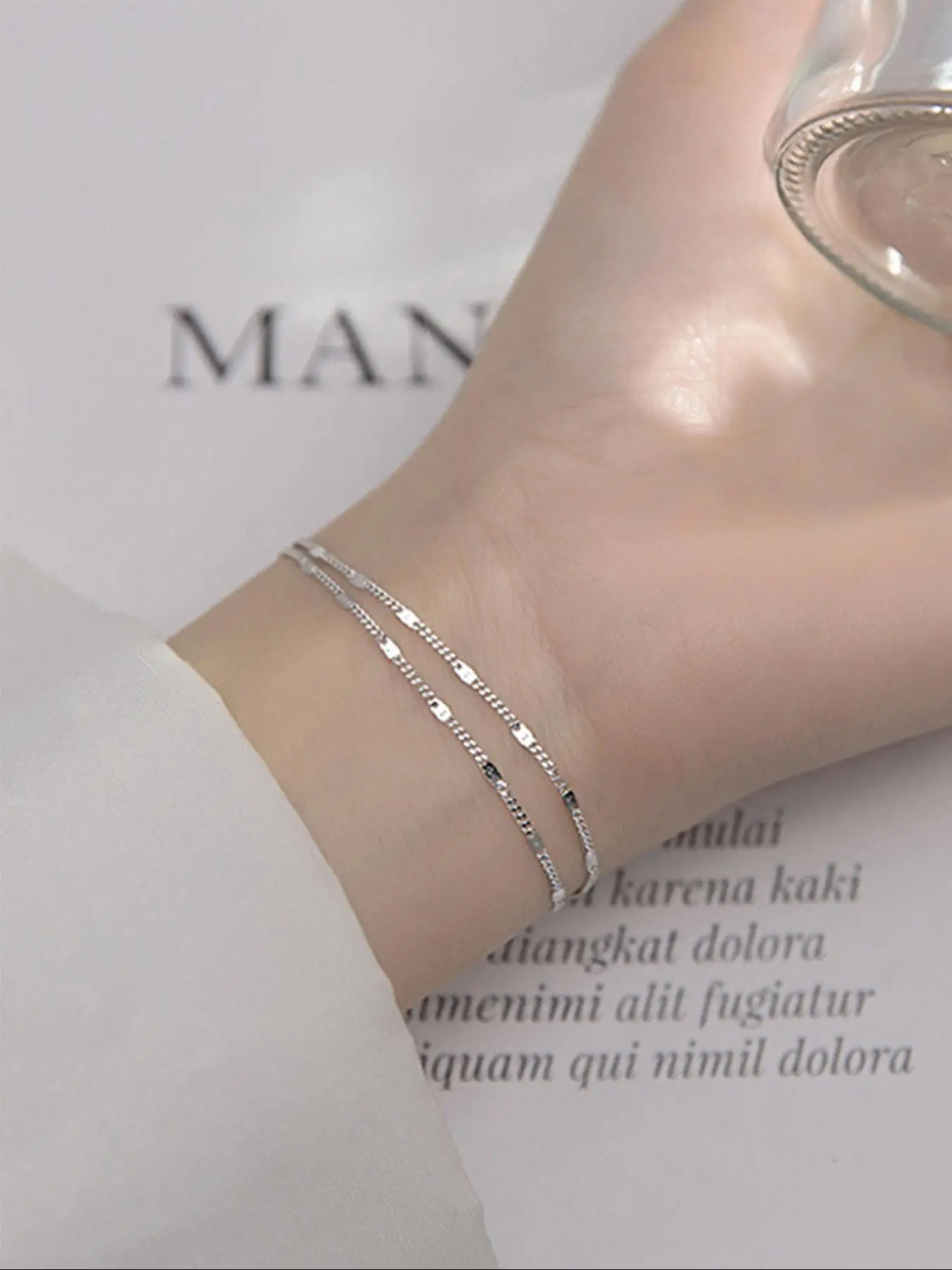 Women's Minimalist Double Layered Chain Link Bracelet, Trendy Exquisite Chain Bracelet, Chic Gorgeous Jewelry As Gift for Girlfriend