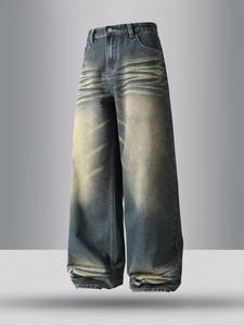 Men's Ombre Jeans, Loose Casual Comfy Denim Pants for Daily Wear, Fashion Men's Bottoms for All Seasons, Cotton
