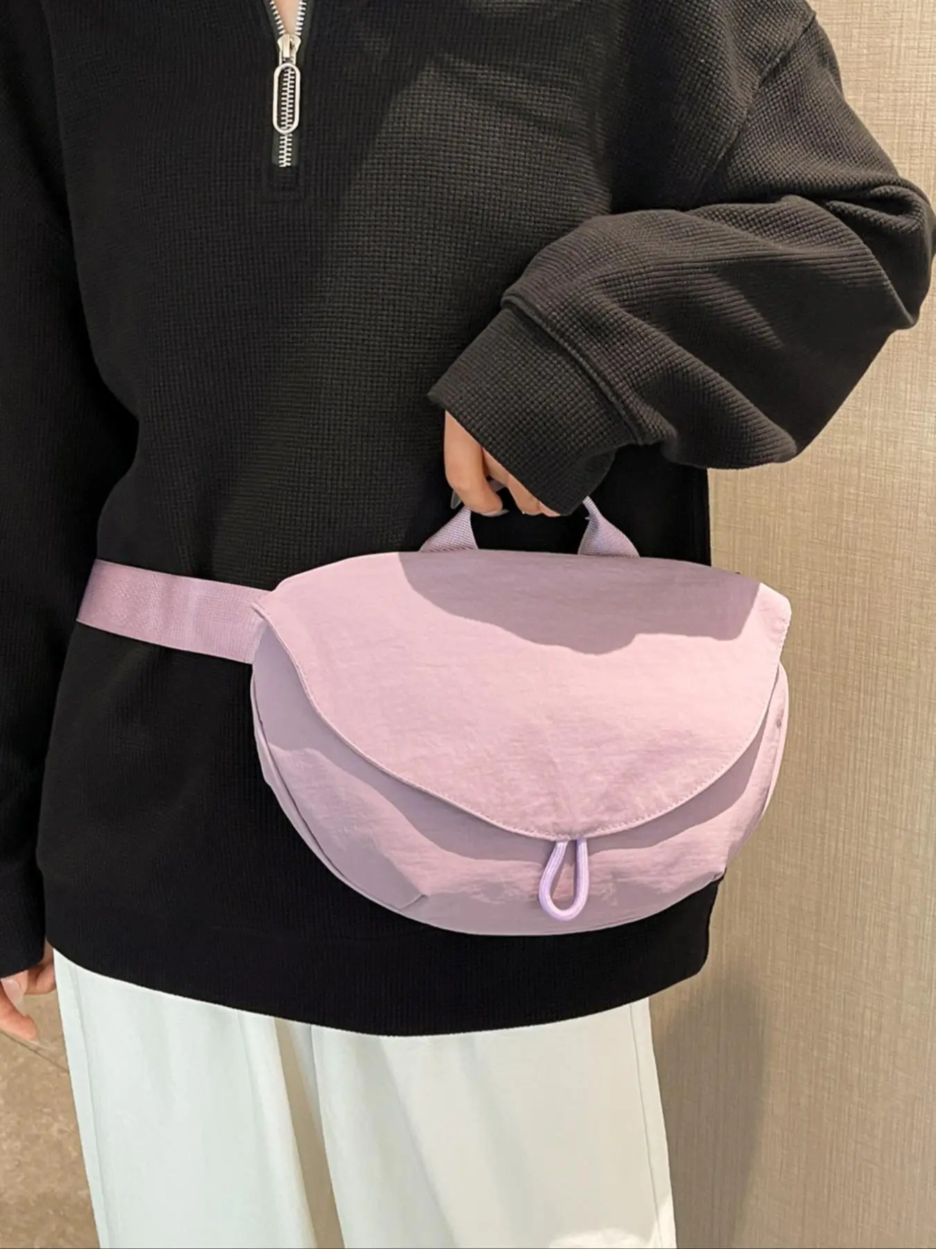 Women's Solid Color Fanny Pack, Fashionable Lightweight Sling Bag for Daily Used, Casual Trendy Versatile High-quality Daily Commuting Bag