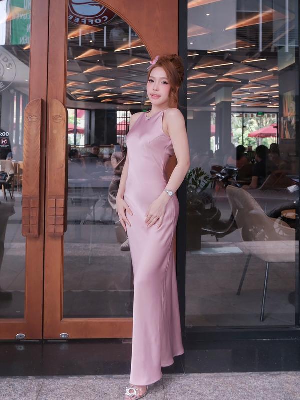 Đầm lụa Yếm dáng dài  ko dây kéo, lụa cao cấp Tô Châu, Size SML, giãn nhẹ ( LUA-7099) 3