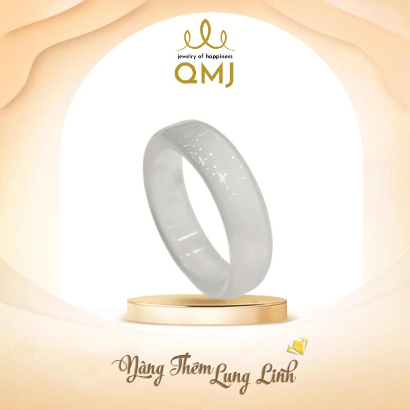 QMJ STORE - Q86 NHẪN BẠCH NGUYỆT QUANG đá mã não trắng đẹp xuất sắc quà tặng người yêu
