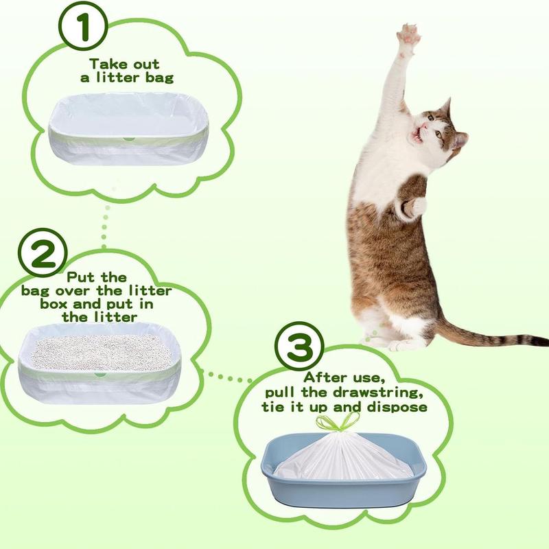 Cat Litter Box Liner, 7 Counts/set Leak Proof Cat Litter Bag with Drawstring, Thick Litter Pan Liner, Pet Supplies for Indoor Outdoor Use 5