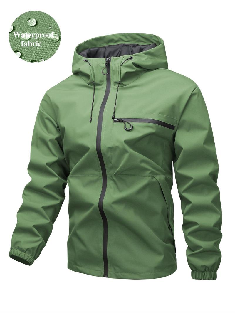Product Introduction of Men's Solid Color Hooded Zip Up Jacket, Regular Fit Casual Windproof Waterproof Softshell Comfortable Versatile Sports Outdoor Jacket for Daily Wear, Fashionable Functional Jacket for Men, Coats 3