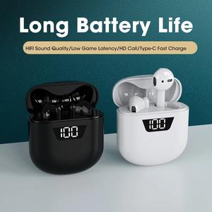 หูฟังบลูทูธ J55, TWS 5.3, หูฟังไร้สาย, B55, กล่องชาร์จ LED, กีฬาเสียงสเตอริโอ, กันน้ำ, หูฟังกึ่งในหู