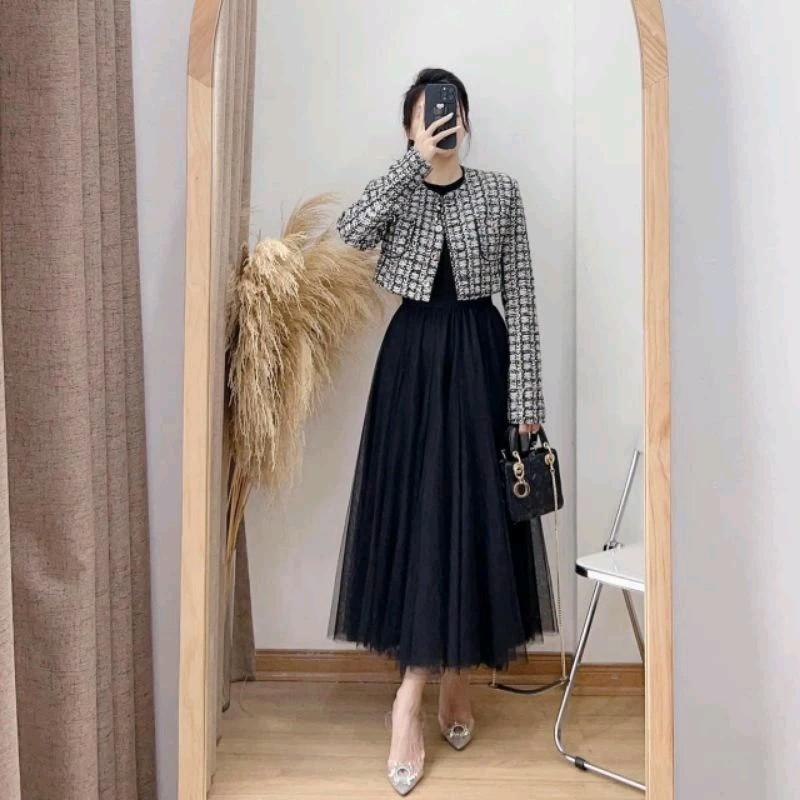 Chân váy ren mặc 4 mùa siêu đẹp hàng Quảng Châu 3 lớp có chiều dài váy 75cm_ 80cm _85cm_90cm