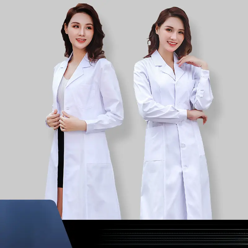 Doctor Lab Coat Long Sleeve + Nurse Uniform Short Sleeve Set | Lab Gown for Chemistry Students, Beauty Salon Professionals | Unisex Medical Workwear (White)