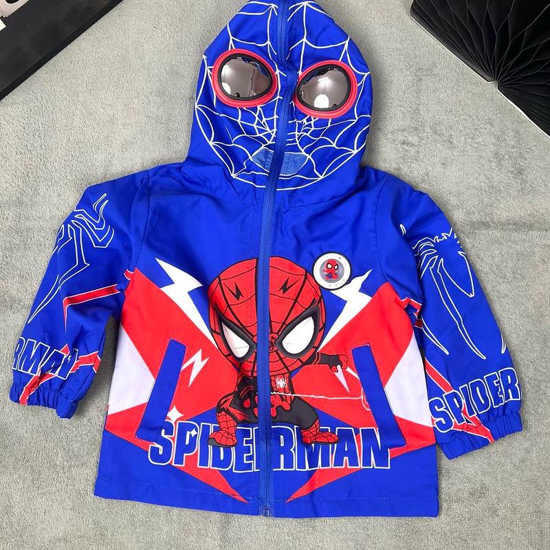 Áo gió siêu nhân nhện hàng qccc 2 lớp có mũ kéo kín đầu và đèn phát sáng.