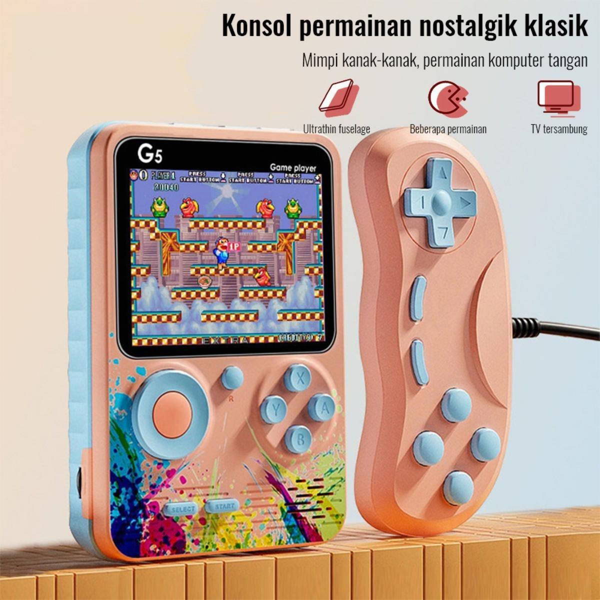 Konsol Game Boy Portable Retro Klasik, 500+ Game Bot Dalam, Kompatibel TV & Gamepad, Baterai 1000mAh, dukung 2 Player Stick G5, Hadiah Ideali untuk Fans Game Retro & Hiburan Berdua, Kualitas Terbaik untuk Pemain Game