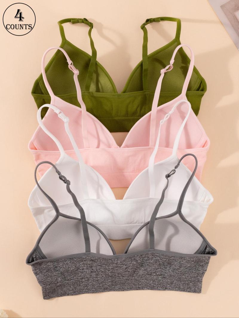 Product Introduction of Women's Solid Bra, Comfortable Breathable Seamless Adjustable Strap Bra, Soft Lingerie for All Seasons 7
