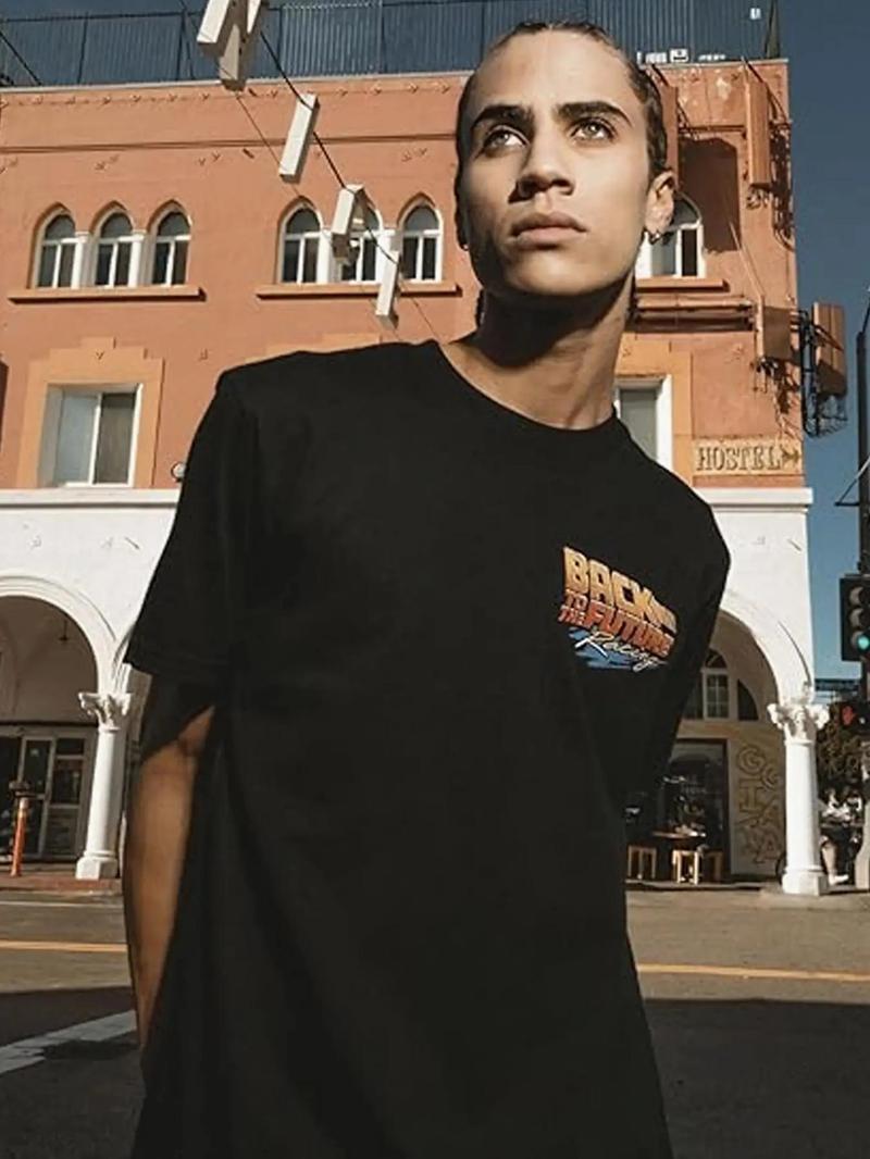 Product Introduction of Men's Car & Letter Print Round Neck Tee, Regular Fit Casual Short Sleeve Crew Neck T-Shirt for Summer, Men's Top for Daily Wear 3