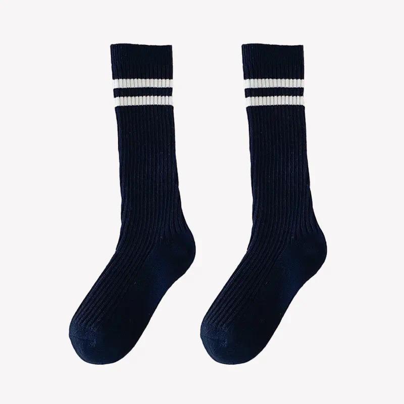 Product Introduction of Spring Autumn Soft Cotton Korean Fashion School Sock for Kids Boy Girl Simplicity Solid Color Striped Calf Sock for Children 22