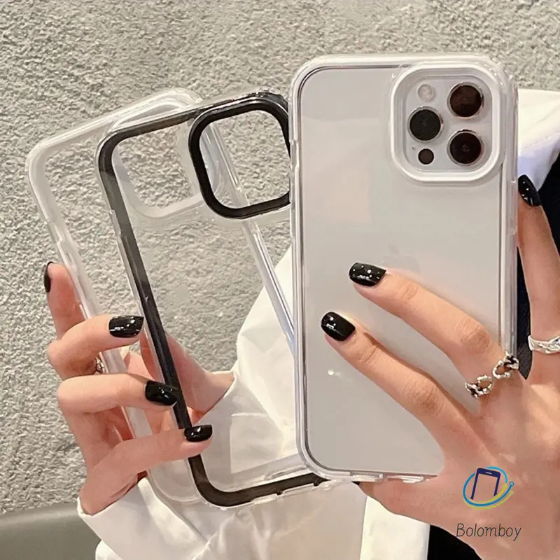 Ốp Điện Thoại Trong Suốt TPU Khung Đơn Giản Màu Macaroon, Thiết Kế 3 Trong 1, Tương Thích Với iPhone 11, 12, 13, 14, Pro Max, Mini, 6, 7, 8 Plus, X, XS Max, XR, SE, Chống Sốc Và Chống Thấm Nước, Ốp Lưng Điện Thoại Trong Suốt 8