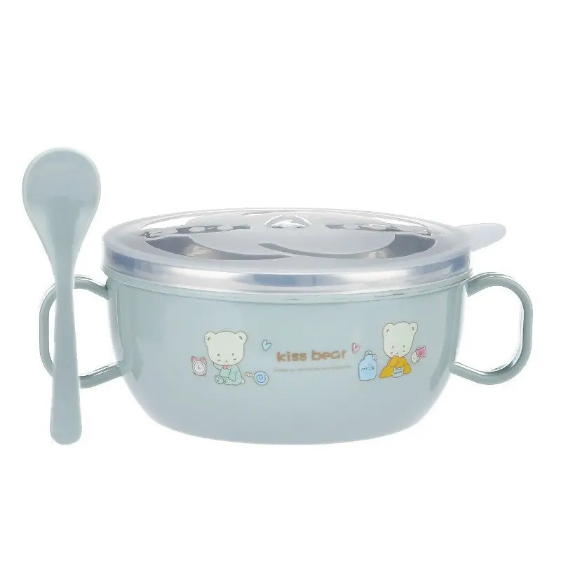 ( TẶNG KÈM THÌA )Bát ăn inox voi cách nhiệt cho bé kèm nắp và thìa tan toàn tiện lợi cho bé kem yêu bát  ăn bát  thìa  ăn  dặm  cho  bé 7