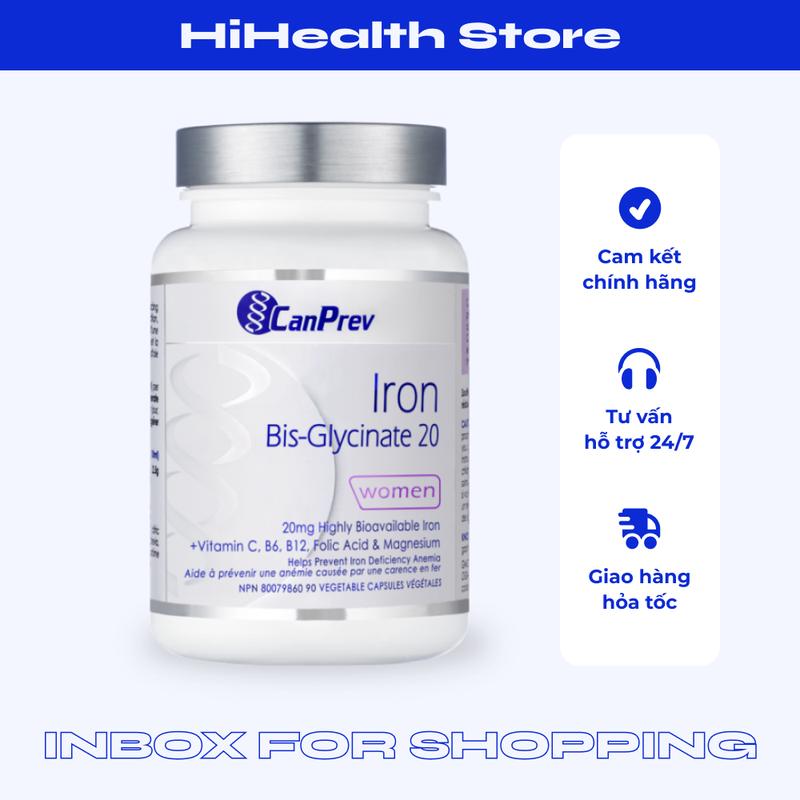 Viên uống bổ sung sắt Canprev Iron Bis Glycinate 20mg hỗ trợ sức khỏe, bổ máu 90 viên 0