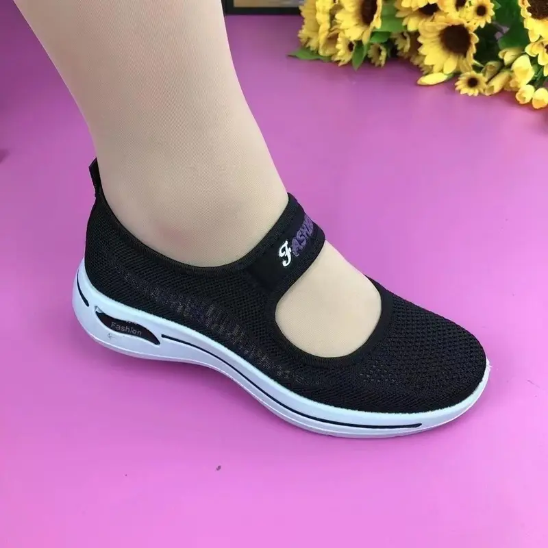 Giày vải, Phong cách Bắc Kinh cũ, dành cho phụ nữ và mẹ, thoáng khí, không trơn trượt, đế mềm, thoải mái, dệt Fly, Thích hợp cho người trung niên và cao tuổi, giày đi bộ Shoes Sneaker 4
