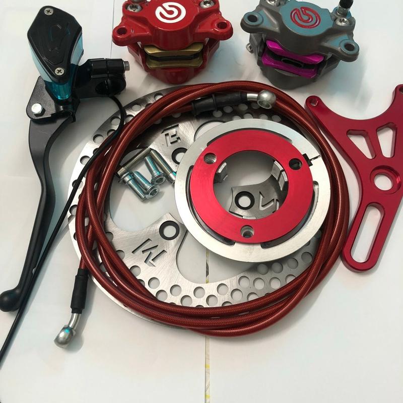 tặng dầu Combo phanh đĩa sau kèm tay phanh bình dầu liền gắn mọi dòng xe độ phanh đĩa sau xe điện Phụ Tùng