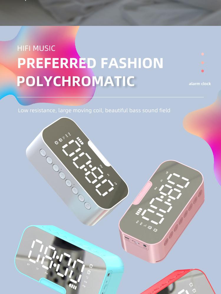 Product Introduction of Cross-Border Hot-Selling Smart AI Bluetooth Speaker Mirror Clock Alarm Clock Mini Card-Insert Radio Speaker Creative Gift mini  speaker  mini  speaker 25