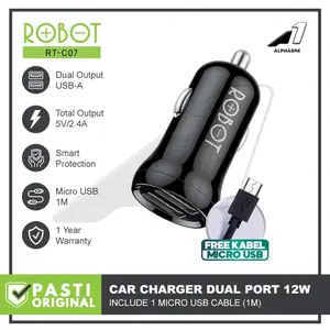 ROBOT Car Charger Dual Port RT-C07 Casan Mobil Quick Charging 2.4A