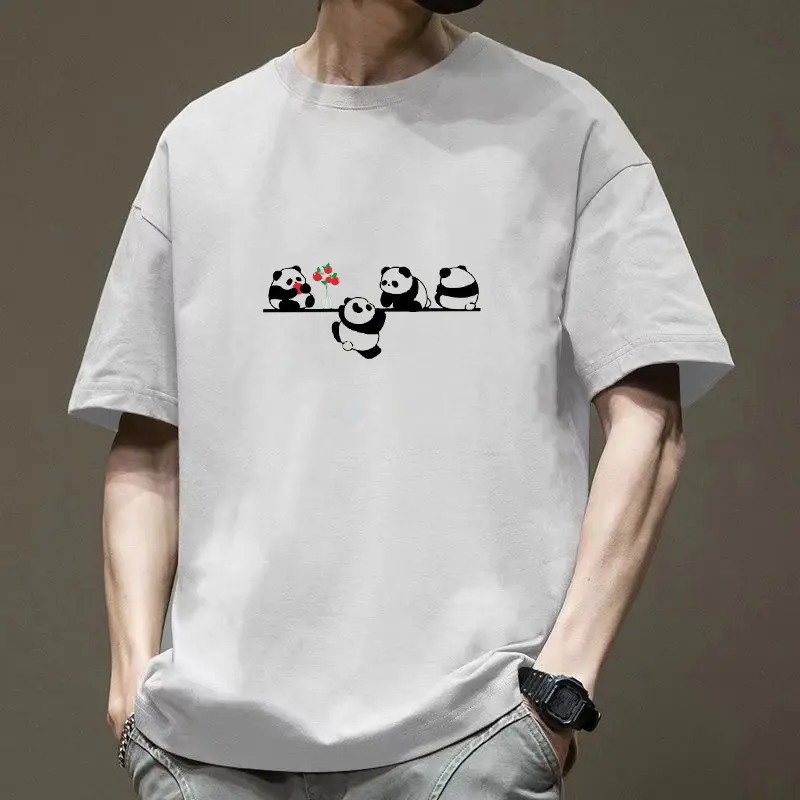yellow t shirt man short sleeve round neck men tshirt 2024 New Summer top t shirt for men Clothes simple casual cartoon printed t shirt men Fabric Loose