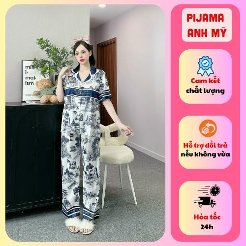 Product Introduction of Đồ bộ nữ mặc nhà pijama nữ 5D chất liệu lụa xước in bộ cao cấp tay ngắn quần dài SP0195 Hàng cao cấp 43