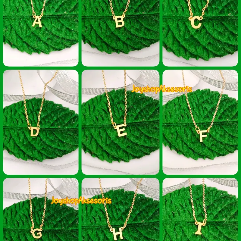 kalung inisial huruf A-Z anti karat dan anti alergi 2