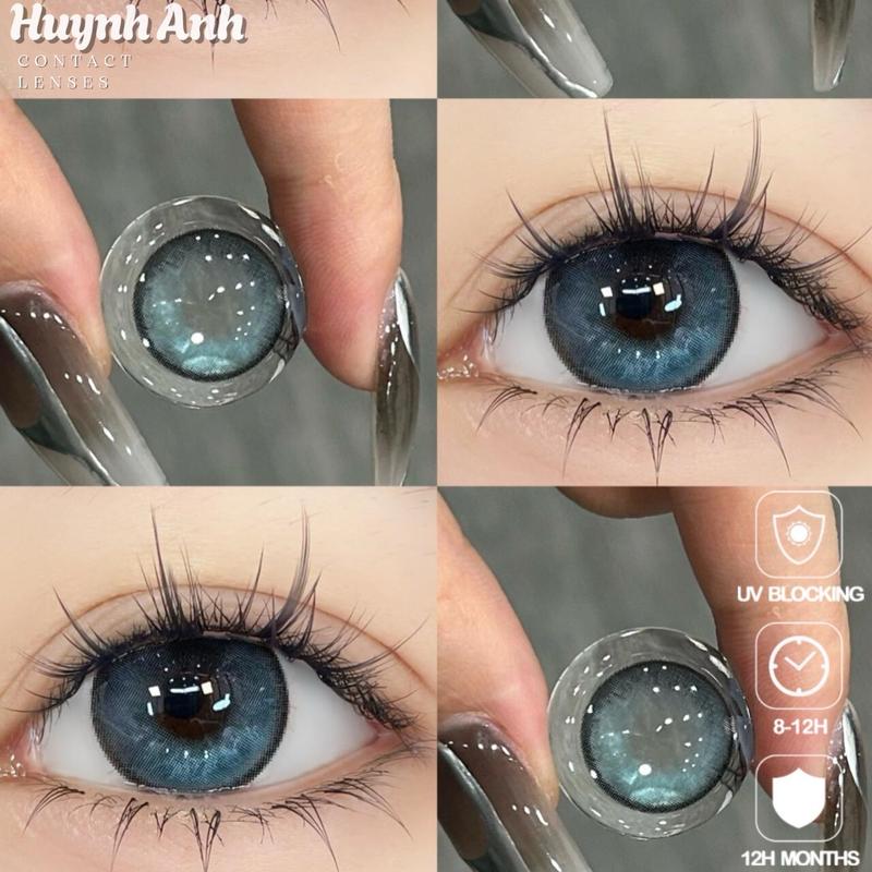 (LENS CÓ CẬN) Lens Mắt Kính Áp Tròng xanh blue tây fruit blue Dia 14.5mm Gdia 14.3mm [Giá 1 Đôi + Kèm Khay Dụng Cụ]