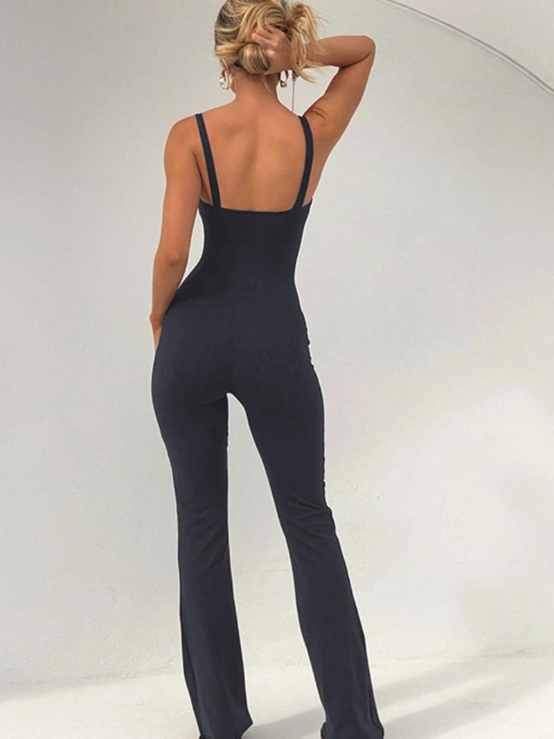 Product Introduction of Women's Solid Color Cami Jumpsuit, Chic Fashion Casual Lace Trim Jumpsuit for Daily Outdoor Wear, Women Jumpsuits for Spring Fall 9