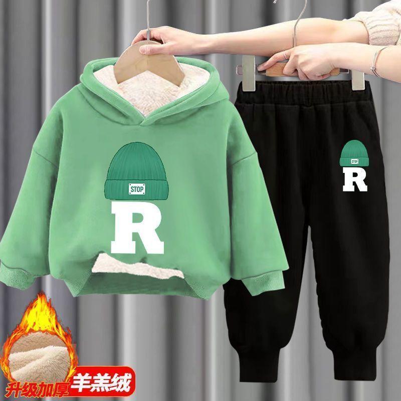 Product Introduction of Bộ Áo Len Lót Lông Cừu Cho Bé Trai Và Trẻ Em, Hai Mảnh, Có Mũ Trùm Đầu, Thích Hợp Cho Bé Và Trẻ Em, Quần Áo Mùa Thu Và Mùa Đông, Thời Trang, Năm 2025 10