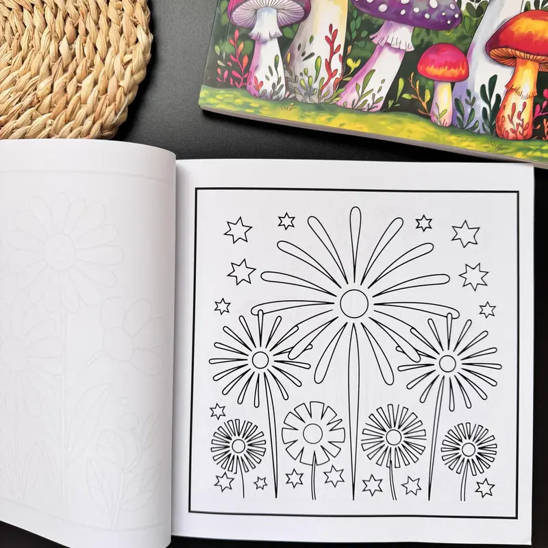 Mushroom Pattern Coloring Book, 2 Counts Botanical Theme Coloring Book, DIY Painting Supplies for Daily Leisure, Holiday Gift 4