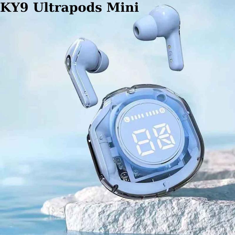 Tai nghe KY9 Ultrapods MINI  Tws  (  2 Quà Tặng: 1 dây đeo, 1 bao tay ), màn hình LED, Bluetooth 5.3, nghe nhạc có micro đàm thoại Nhét Tai di động trong tai tai nghe trong & tai nghe tai nghe trong & tai nghe earphone pro tai  nghe  bass  căng