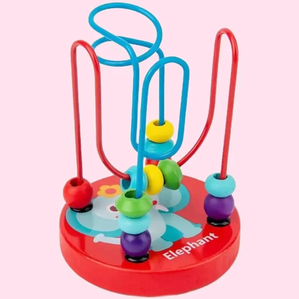 Mini Colorful Educational Game, Baby Wooden Toy, Wire Maze Around Beads Math Toy, Kids Developmental Learning Game Blocks