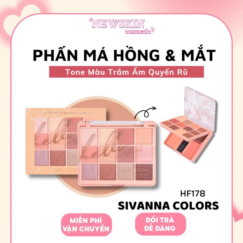 Bảng Phấn Mắt Và Má Hồng siêu đẹp tiện dụng có nhũ 2in1 Sivanna Colors Hello Perfect Eyeshadow & Contour HF178 Trang Điểm Mỹ Phẩm Cosmetic Nữ bảng mắt  sivanna