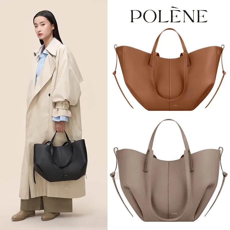 Polene Polenn Wings Style Bag Cyme Cowhide Bucket Bag Handbag Tote Large Capacity Commuter Bag