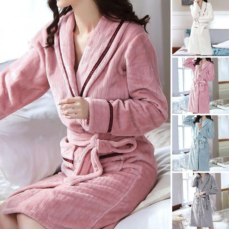 Women's Velvet Bathrobe Soft Plush Hooded Robe for Home Spa Fluffy ...