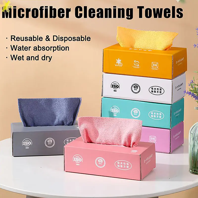 20x20cm 20 pcs/box Pull-Out Kitchen Wipes Absorbent Microfiber Rub Kitchen Dishcloth Disposable Mini Towel Cleaning Tissue