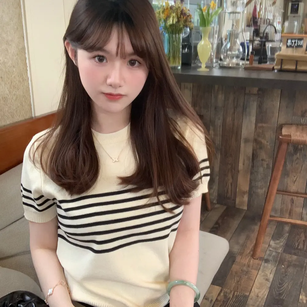 Áo Sơ Mi Dệt Kim Mỏng Thời Trang Thanh Lịch Và Dễ Phối Đồ Phong Cách Hàn Quốc, Cổ Điển, Dành Cho Nữ, Bộ Sưu Tập Mùa Hè 2024, Phong Cách Mới, Quần Áo