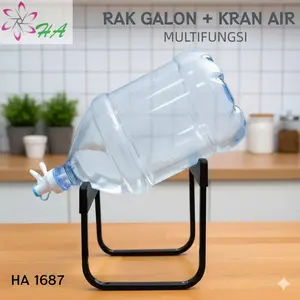 HA1687 Rak Galon + Kran Air Tahan Karat, Mudah Dipasang, Stabilitas Tinggi, Kapasitas Beban WARNA RANDOM